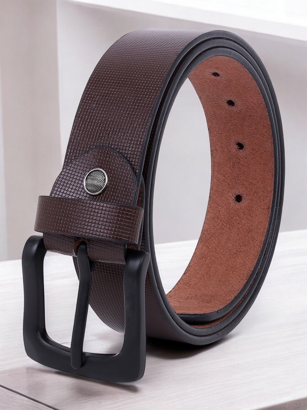 

Provogue Men Textured Leather Formal Belt, Brown