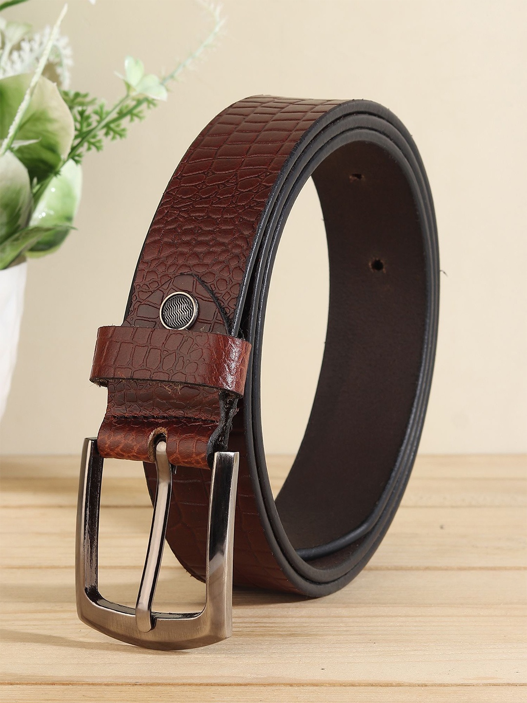 

Provogue Men Textured Leather Formal Belt, Brown