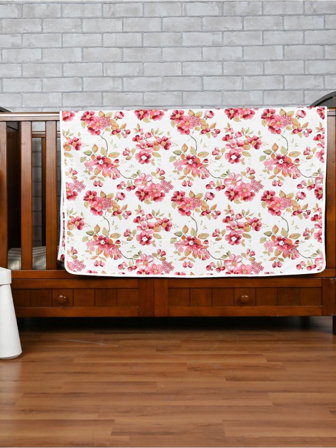 

Divine Casa Peach-Coloured & White Floral AC Room 120 GSM Single Bed Blanket