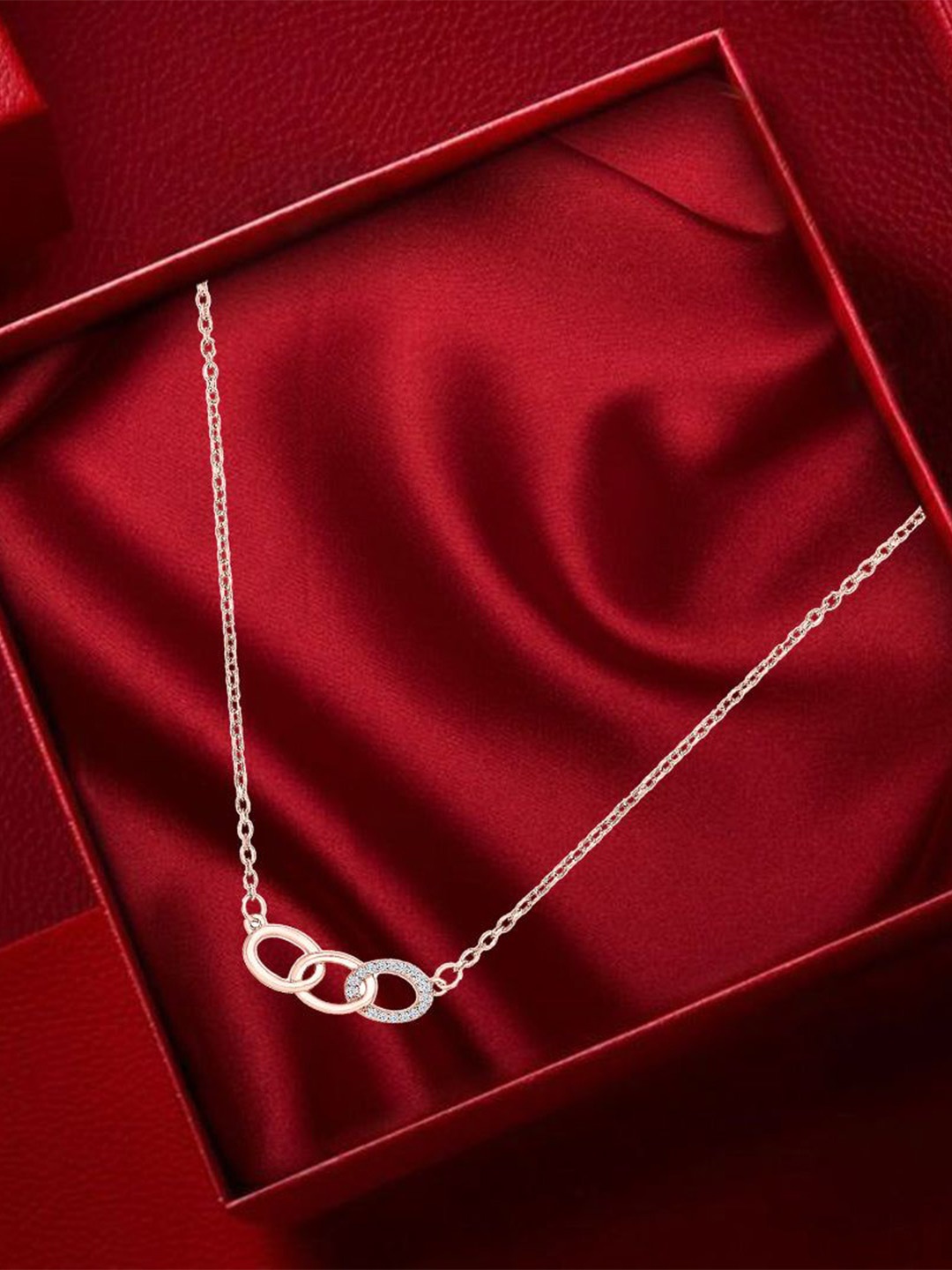 

Nipura Sterling Silver Rose Gold-Plated Cubic Zirconia Antique Minimal Necklace