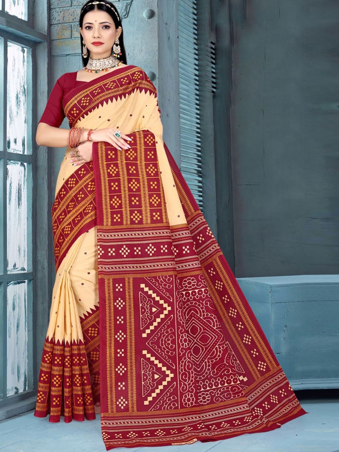 

pasapalli Pure Cotton Sambalpuri Saree, Brown