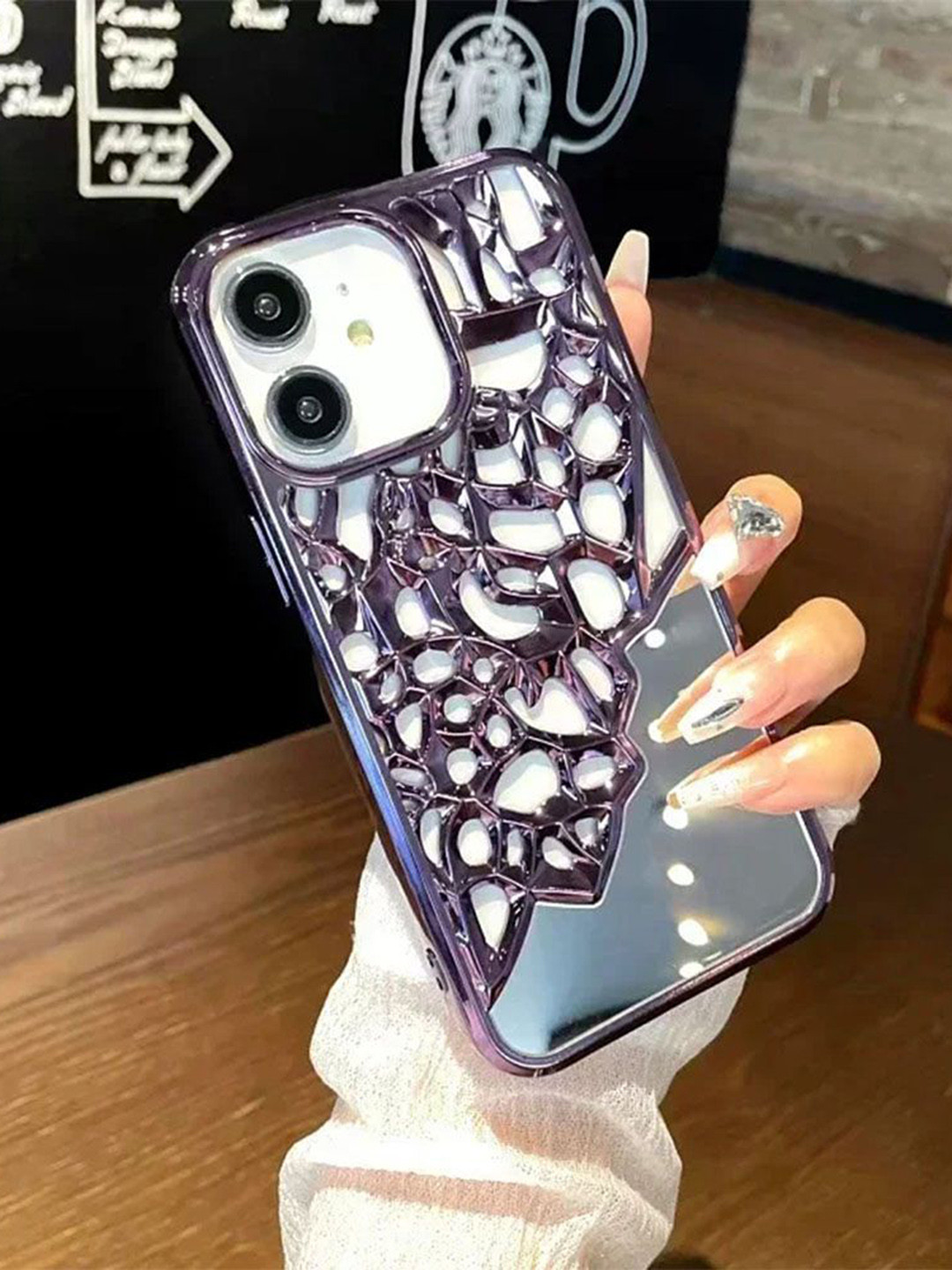 

Luxury Kase LK117 Quirky iPhone 11 Hollow Out Mirror Heat Dissipation Back Case, Purple