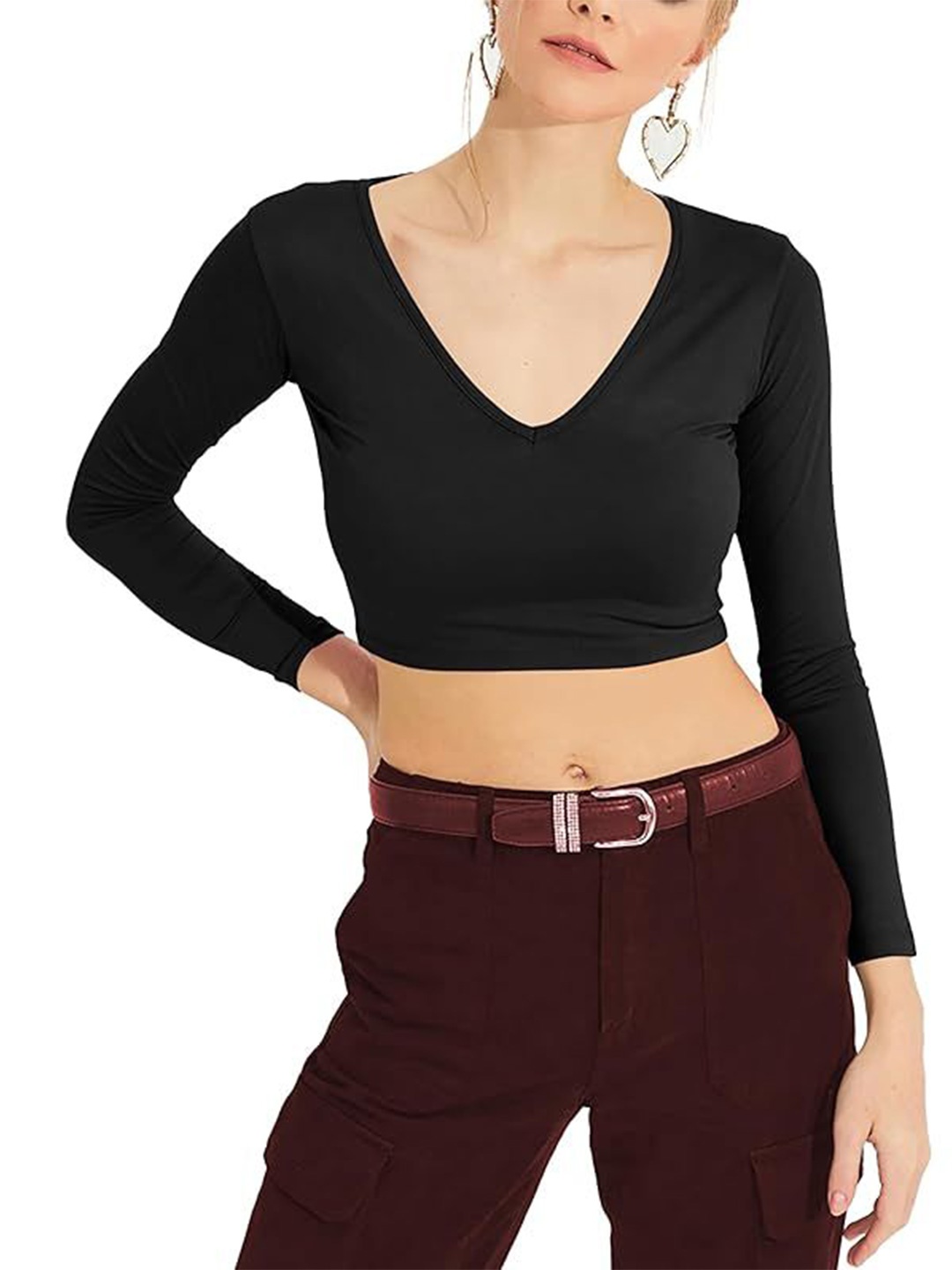 

SHAHVEER CREATION Cotton Crop Top, Black