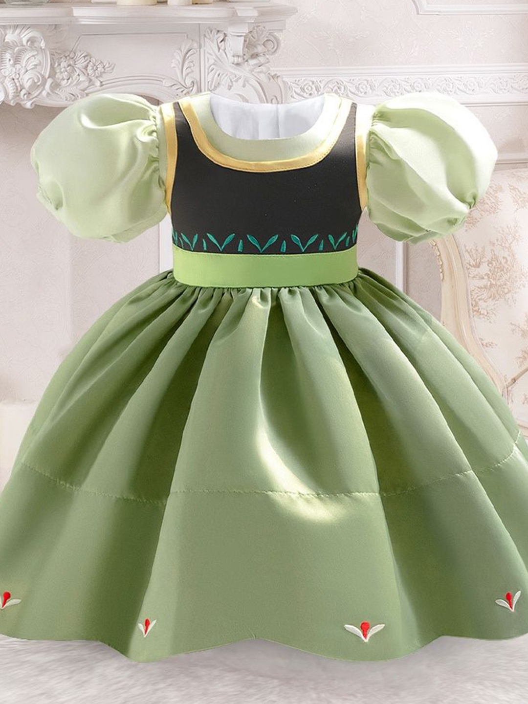 

LULU & SKY Girls Flutter Sleeve Peplum Dress, Green