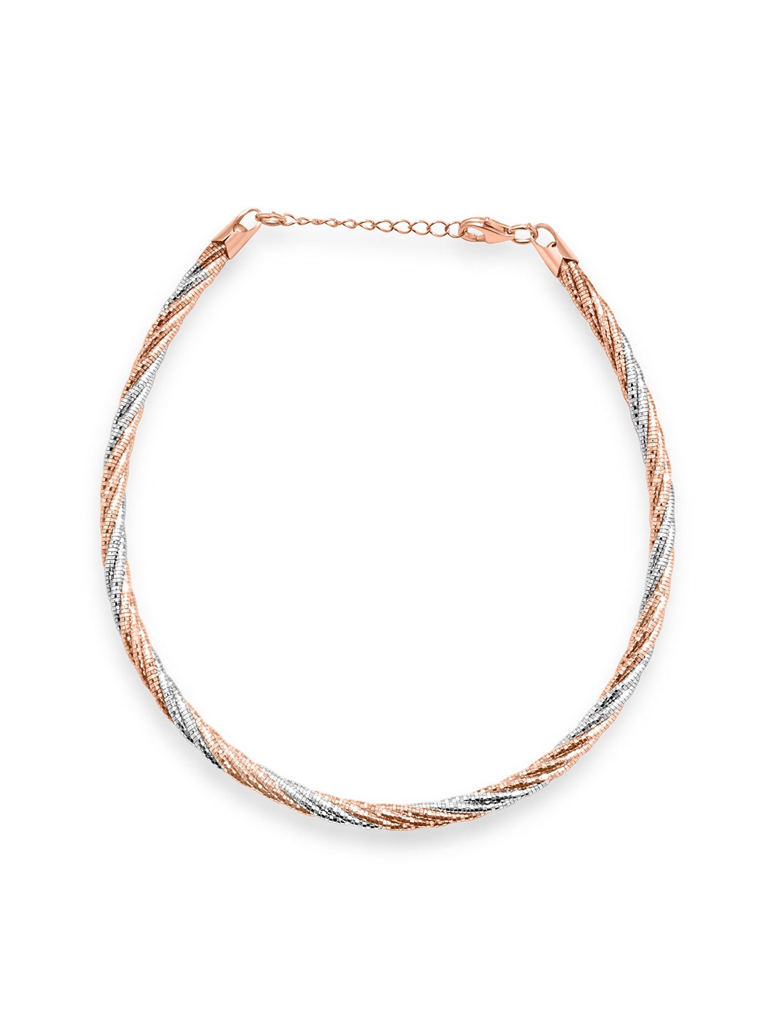 

925 SILLER 925 Sterling Silver Rhodium-Plated Anklet, Rose gold