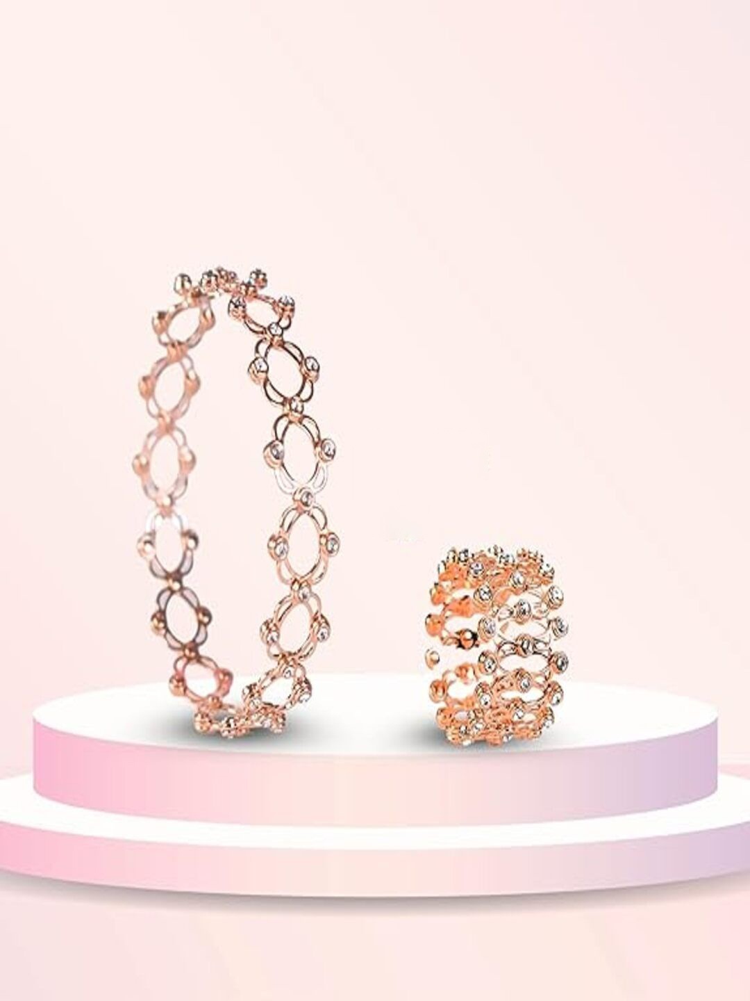 

Paavni Girls 925 Sterling Silver Rose Gold-Plated Cubic Zirconia Wraparound Bracelet