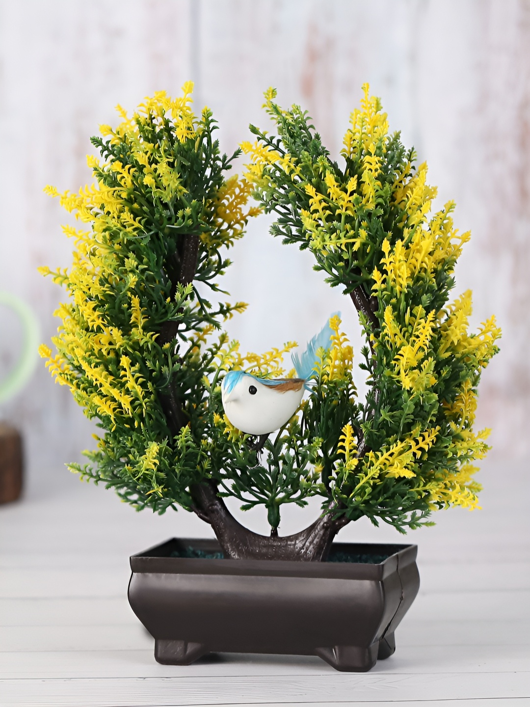 

FOLIYAJ Yellow 1 Pieces Artificial Plant With Pot