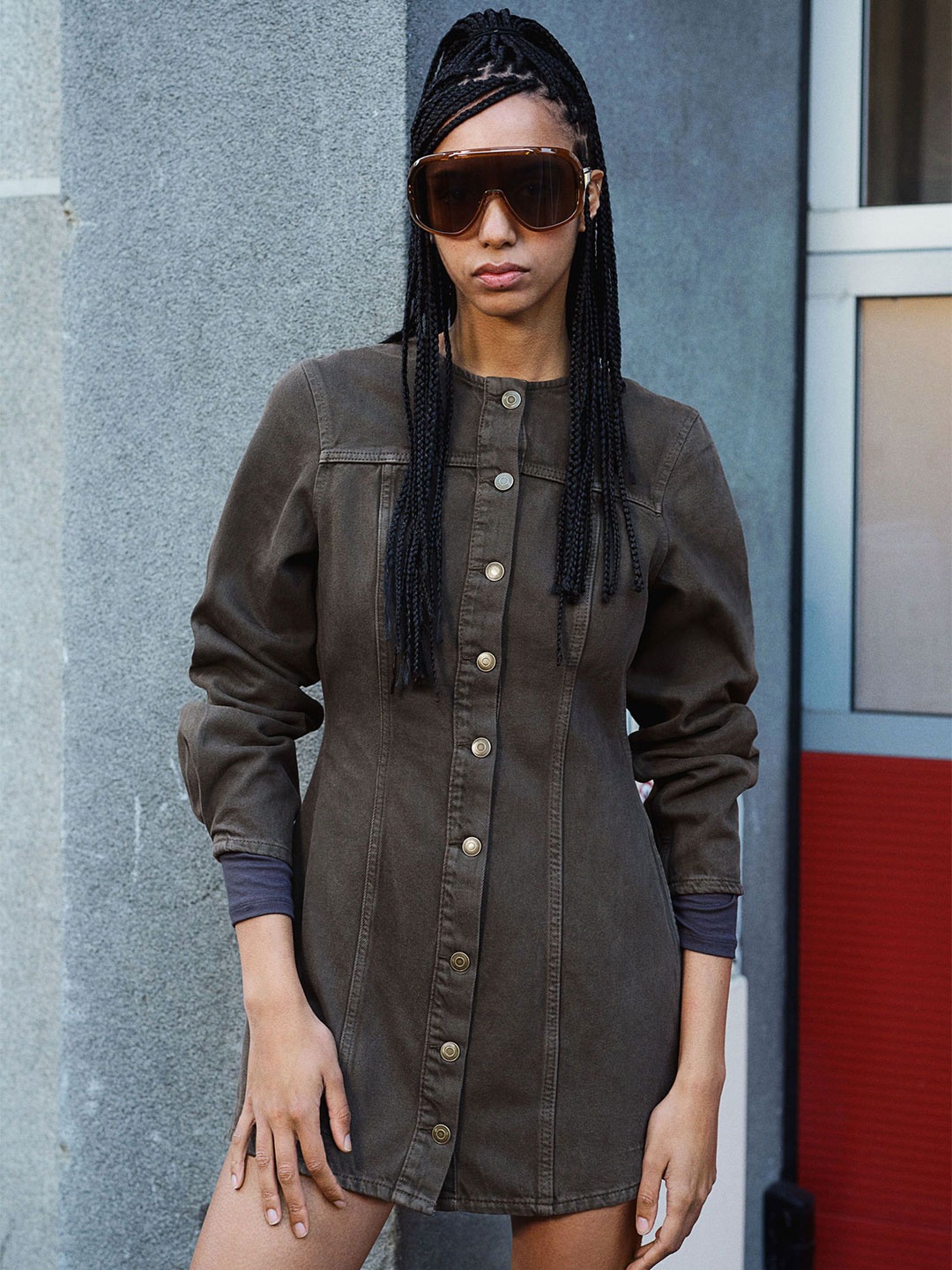 

H&M Denim Dress, Brown