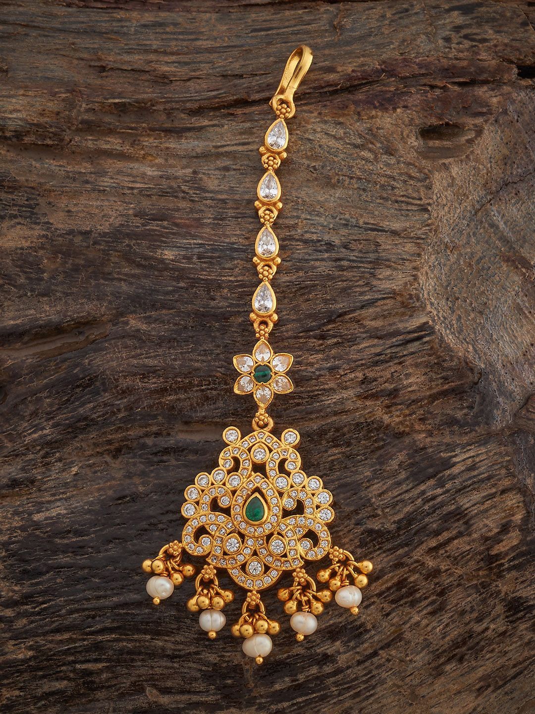 

Kushal's Fashion Jewellery 92.5 Silver Gold-Plated Temple Maang Tikka