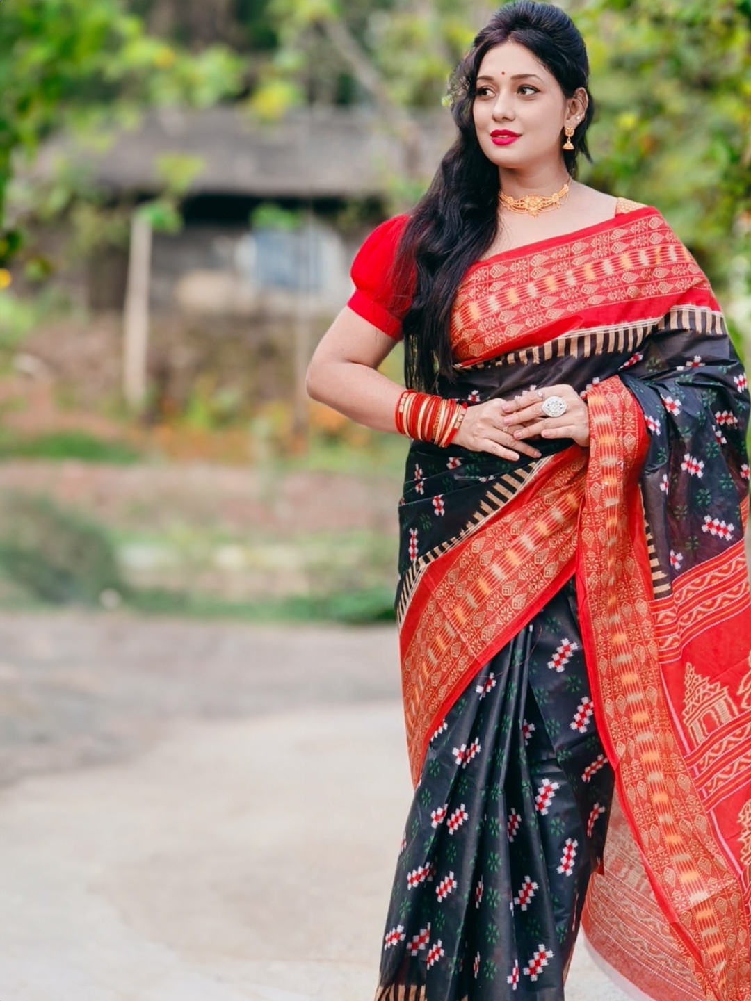 

pasapalli Pure Cotton Sambalpuri Saree, Maroon