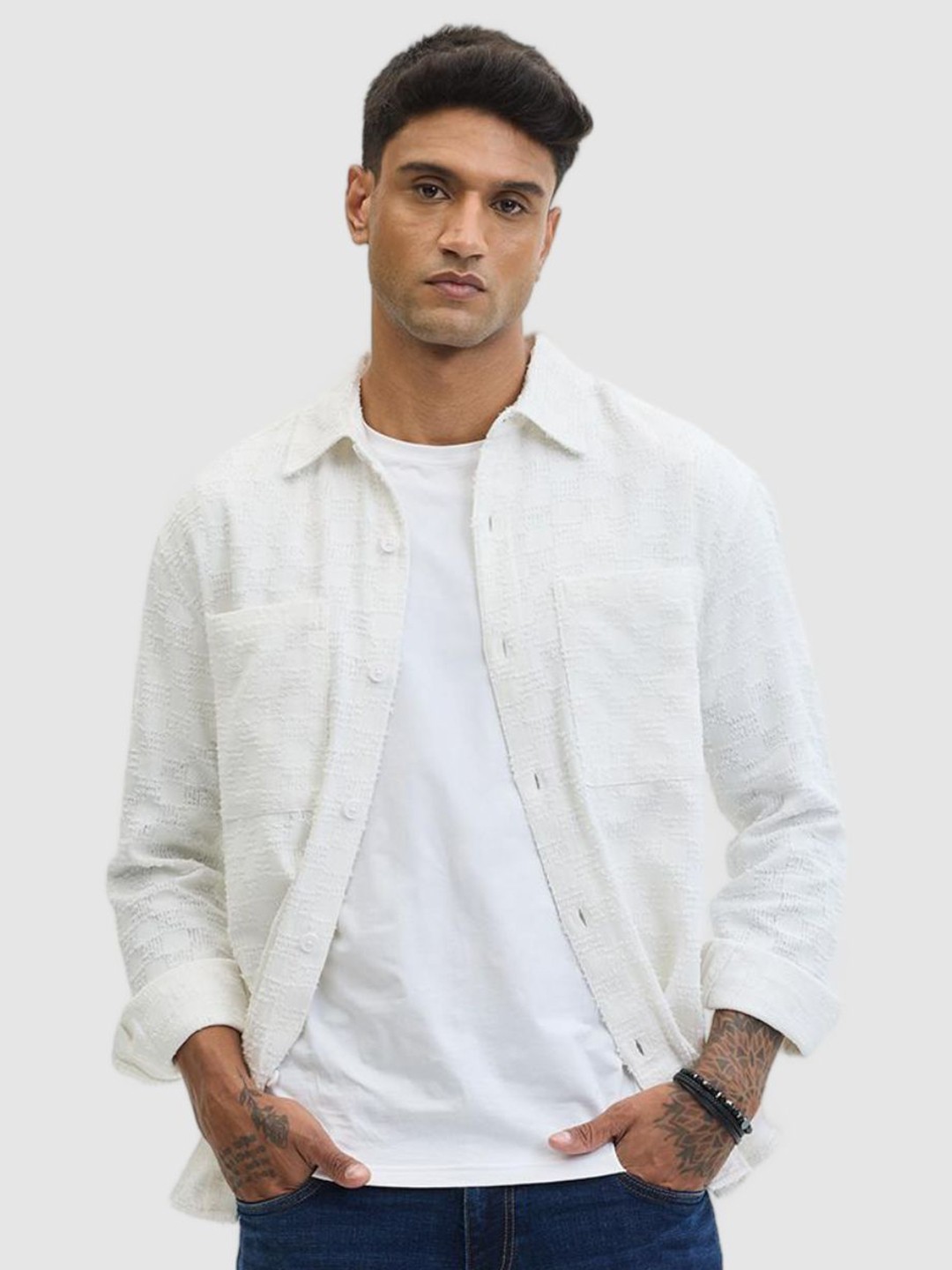 

Snitch Men Open Front Jacket, Off white