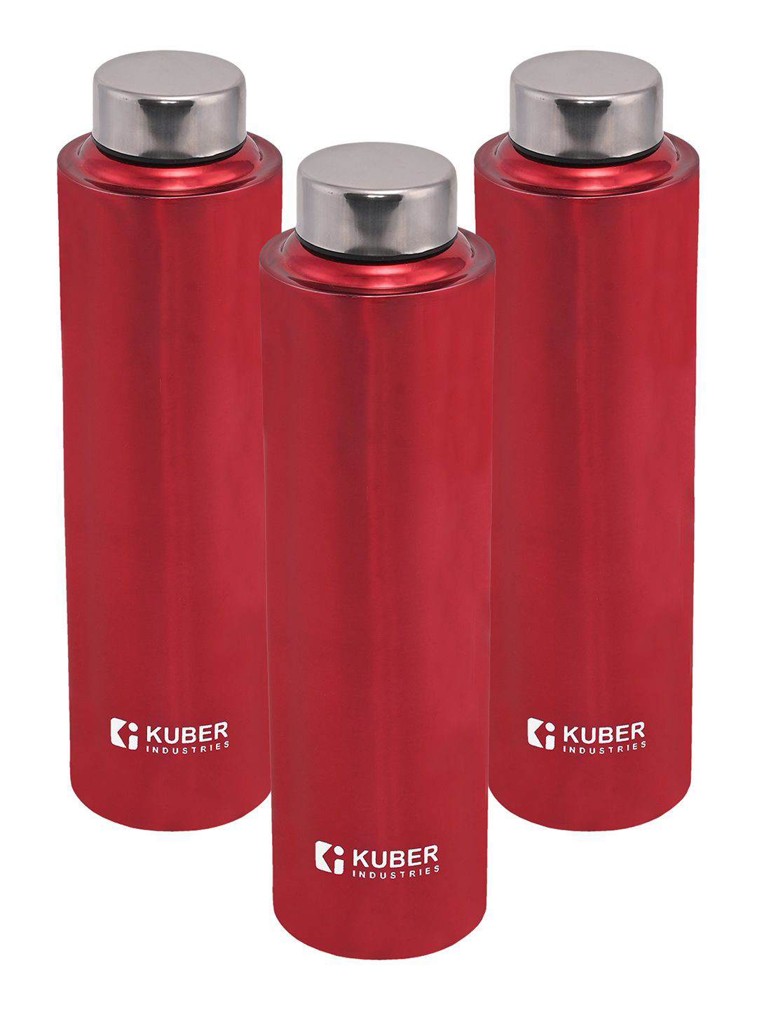 

Kuber Industries Red 3 Pieces Stainless Steel Leakproof Water Bottle 1L each