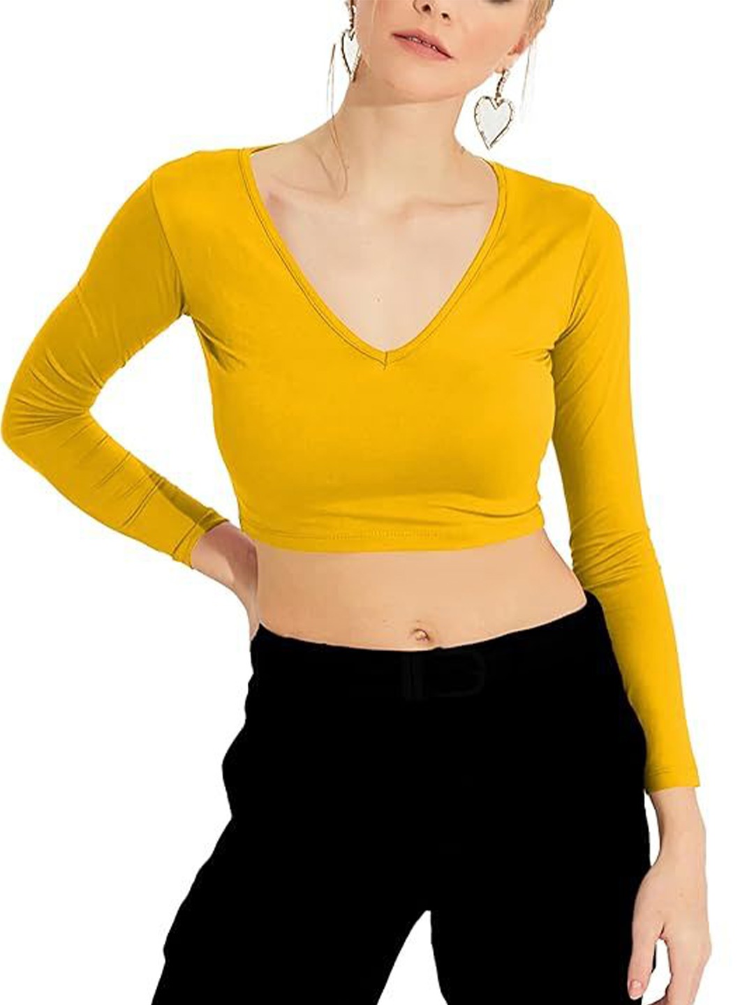 

SHAHVEER CREATION Women Cotton Fitted CropTop, Yellow