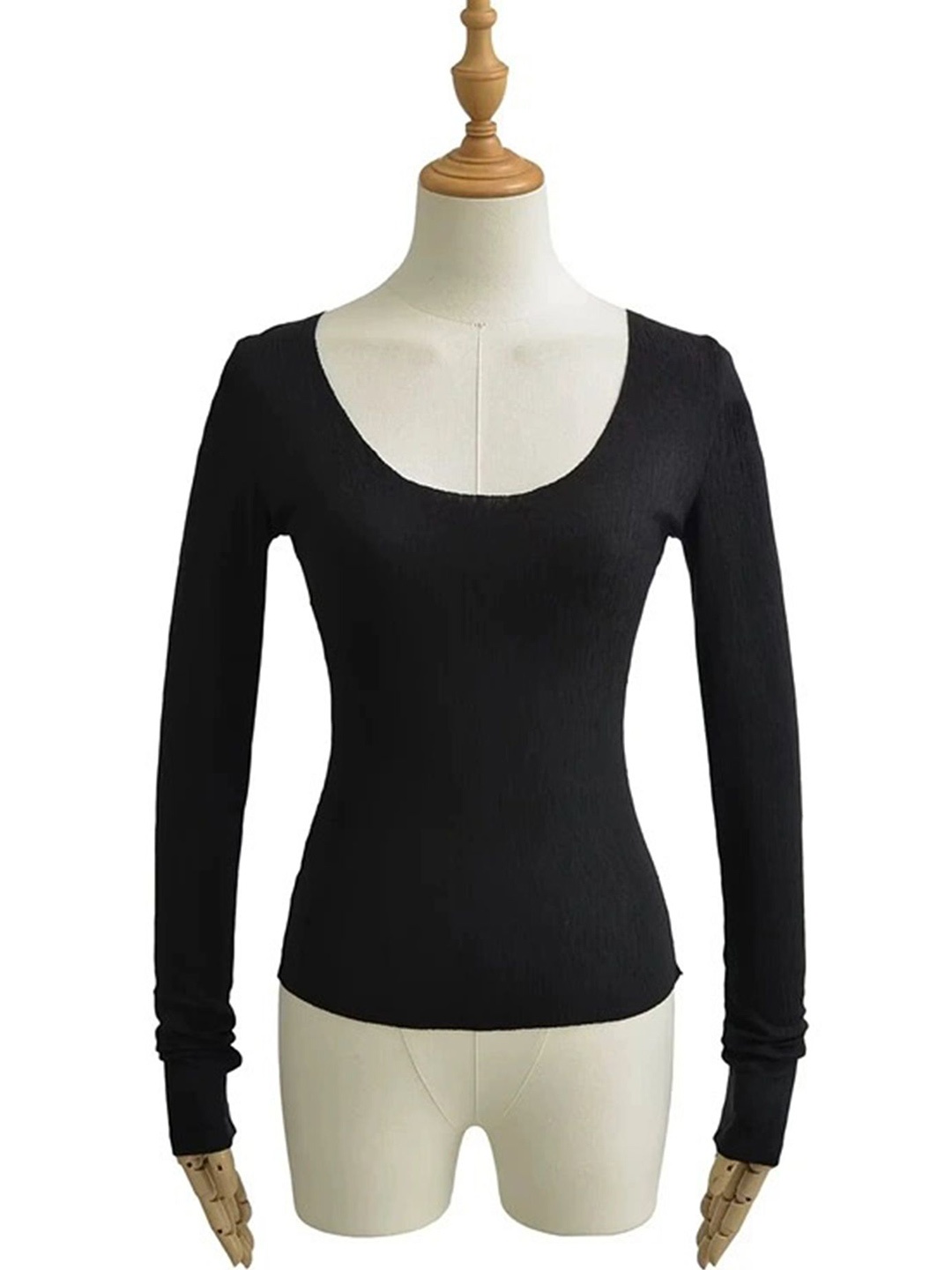 

LULU & SKY Scoop Neck Lace Splicing Top, Black