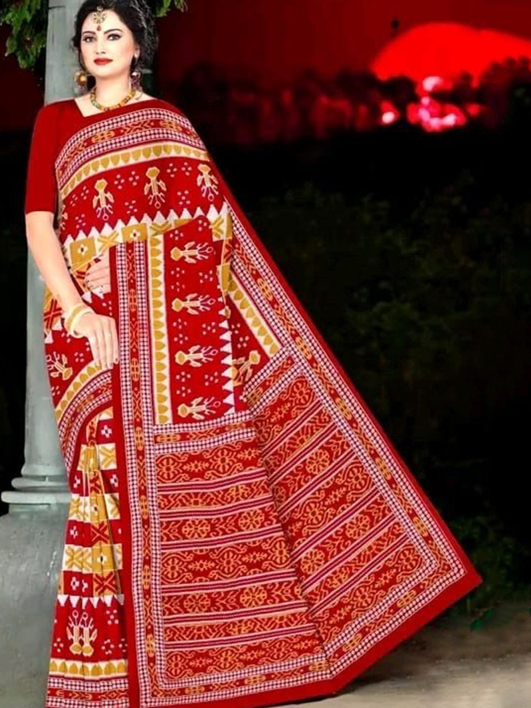 

pasapalli Pure Cotton Sambalpuri Saree, White