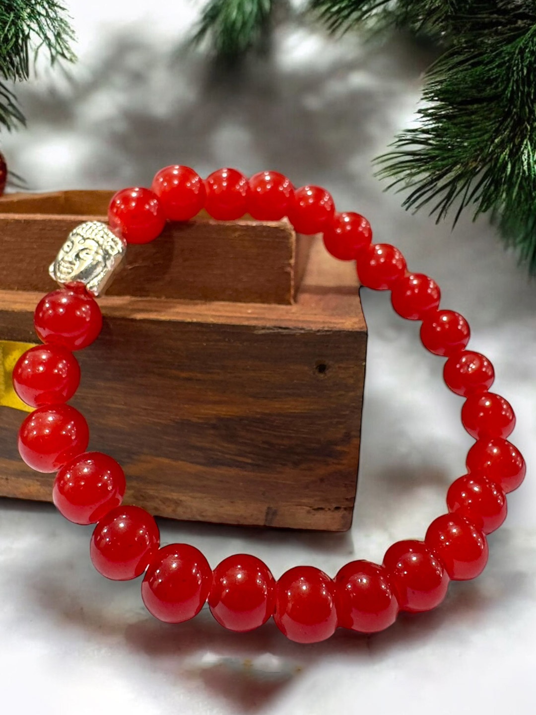 

AKLINA Artificial Beads Beaded Ceramic Elasticated Bracelet, Red