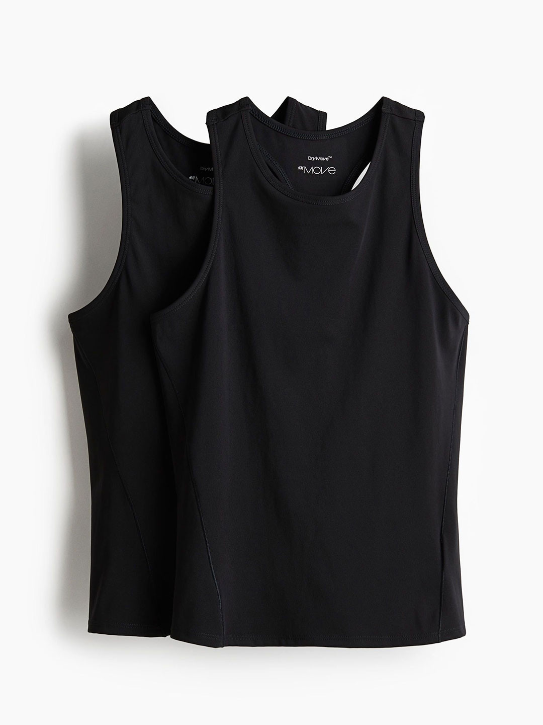 

H&M 2-Pack Sports Vest Tops In DryMove, Black