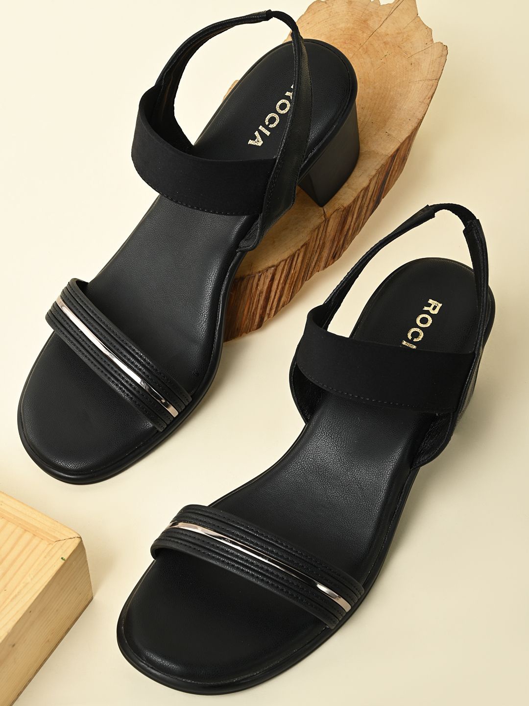 

Rocia Block Sandals, Black