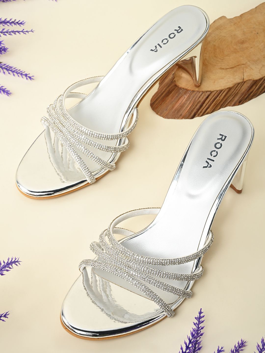 

Rocia Embellished Block Heel Sandals, Silver