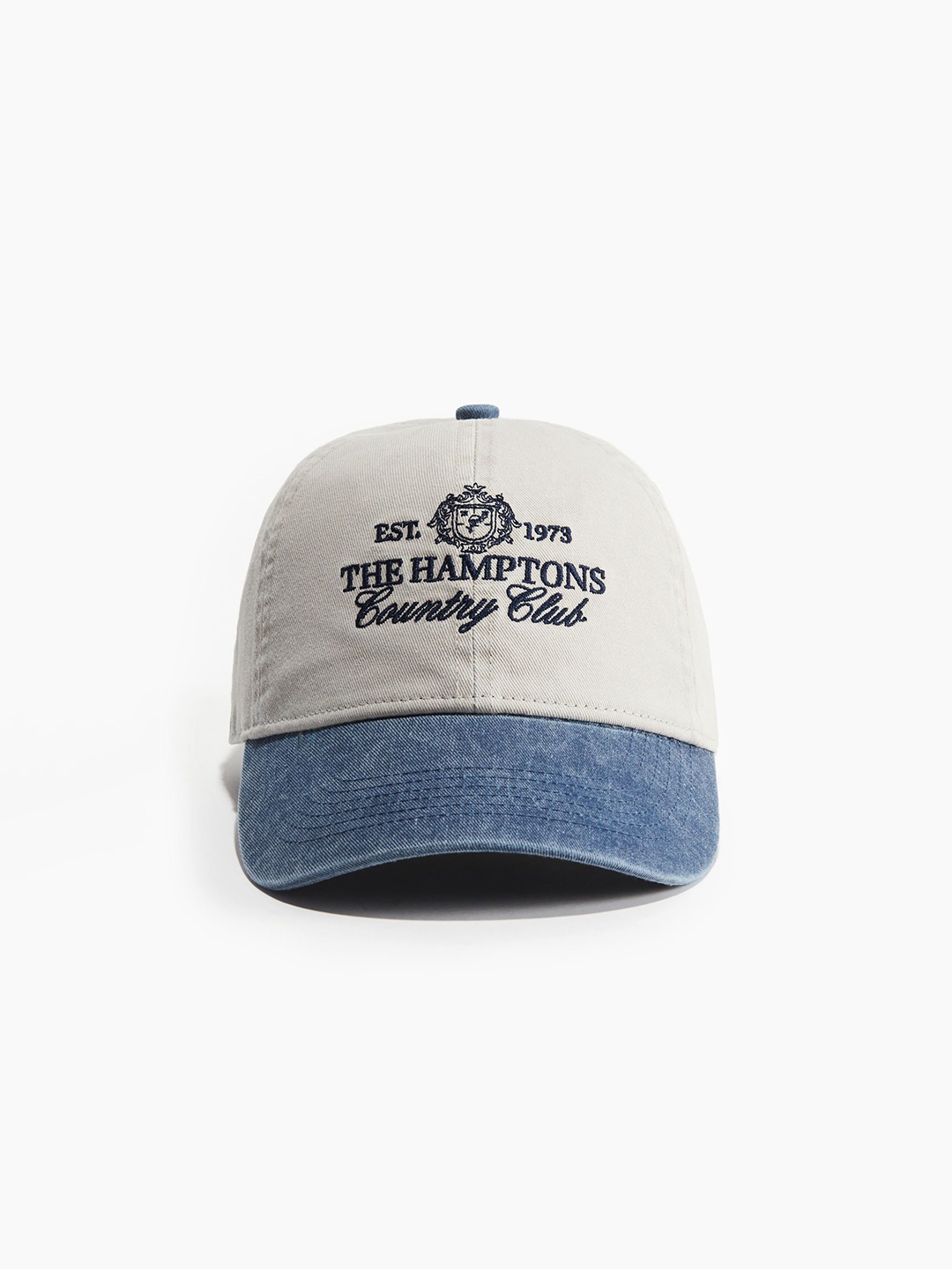 

H&M Embroidered-Motif Twill Cap, Grey