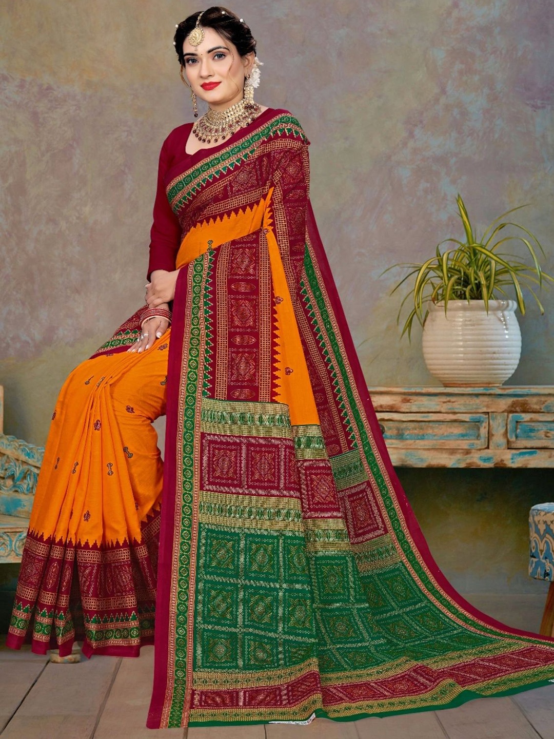 

pasapalli Pure Cotton Sambalpuri Saree, Gold