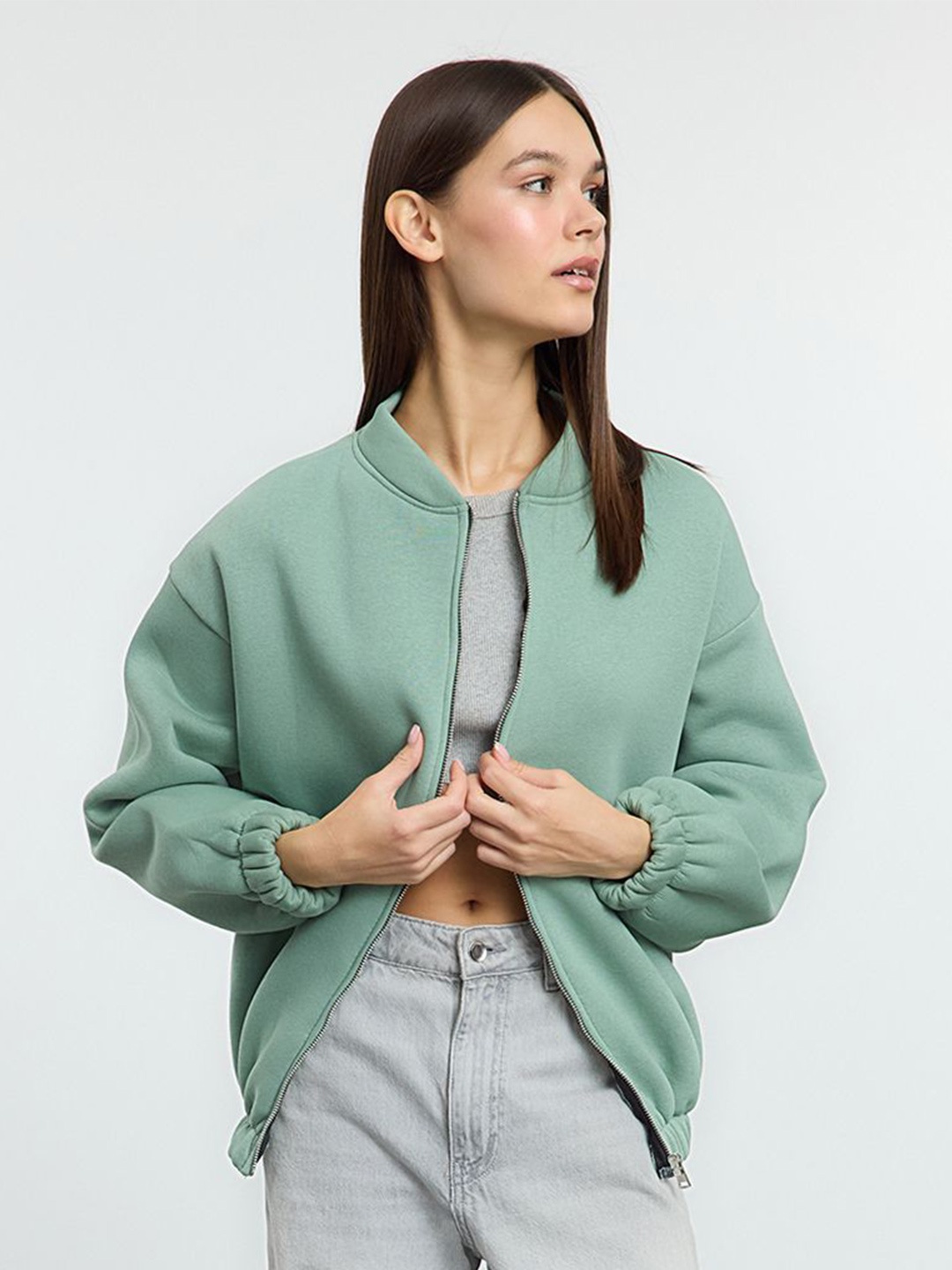 

Trendyol Women Round Neck Sweatshirt, Green