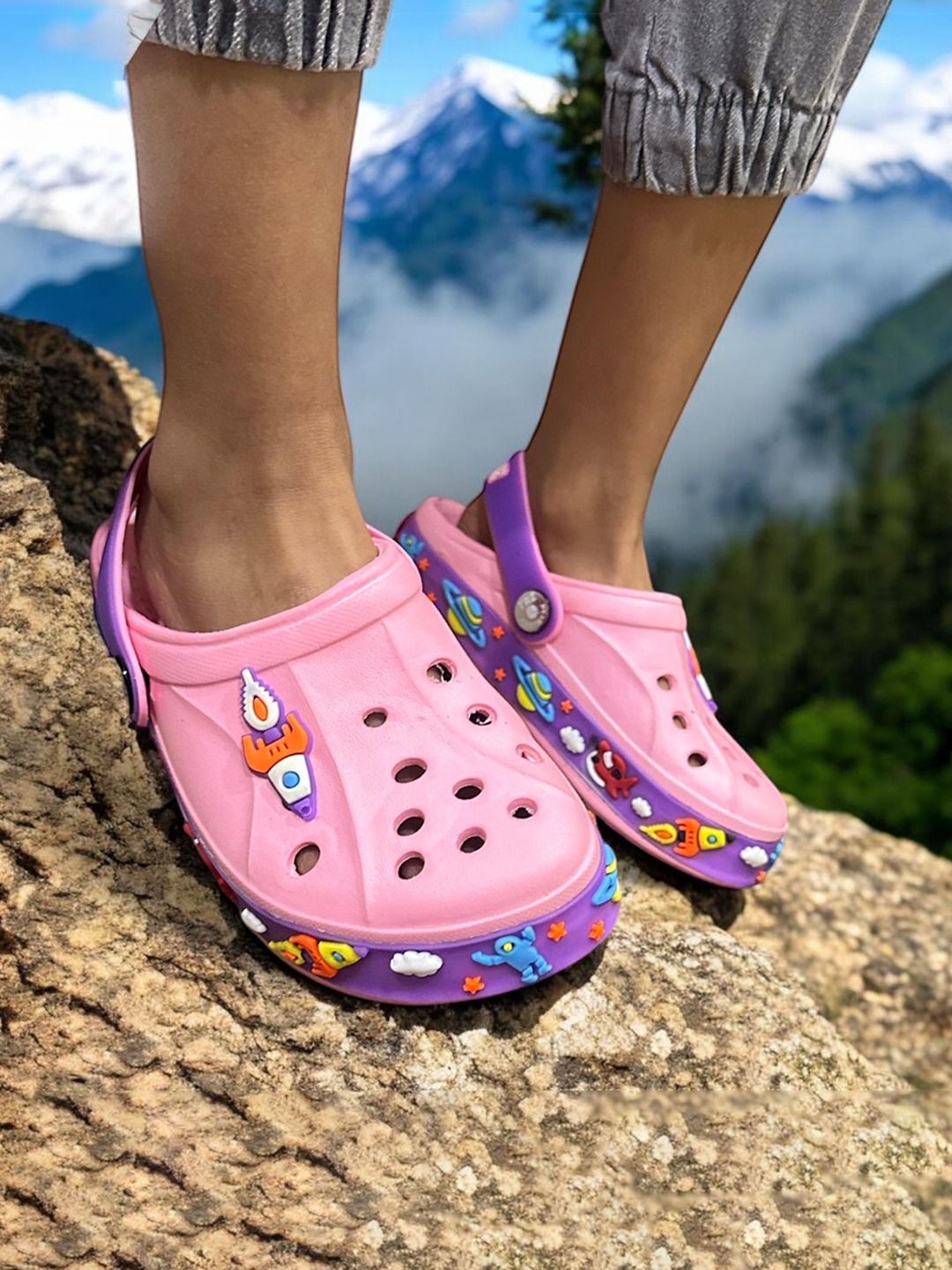 

BAESD Kids Printed Rubber Clogs, Pink