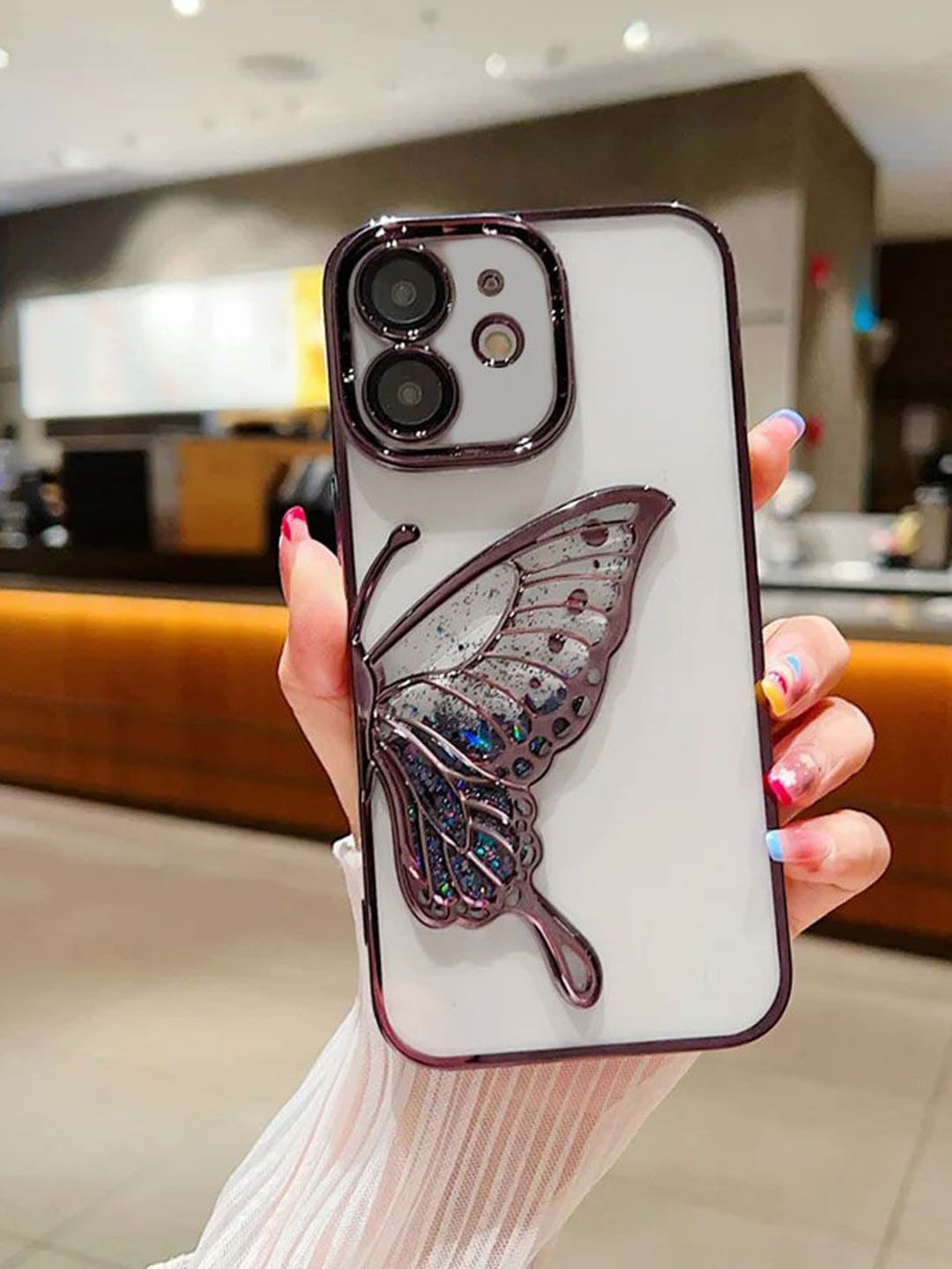 

Luxury Kase Quirky LK100 Plating Dream Butterfly Clear iPhone 11 Back Case, Purple