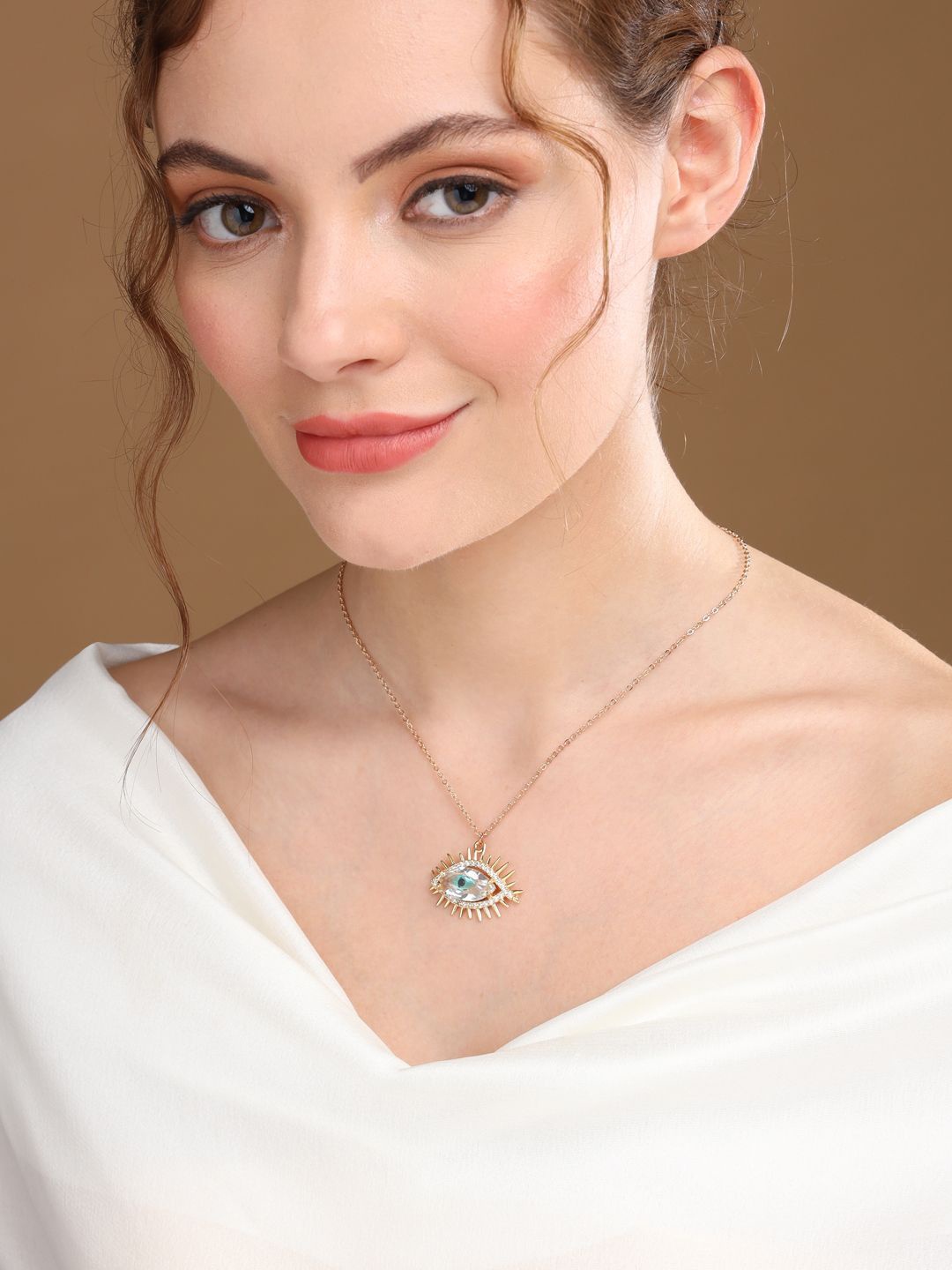 

Priyaasi Gold-Plated Stone Studded Evil Eye Necklace