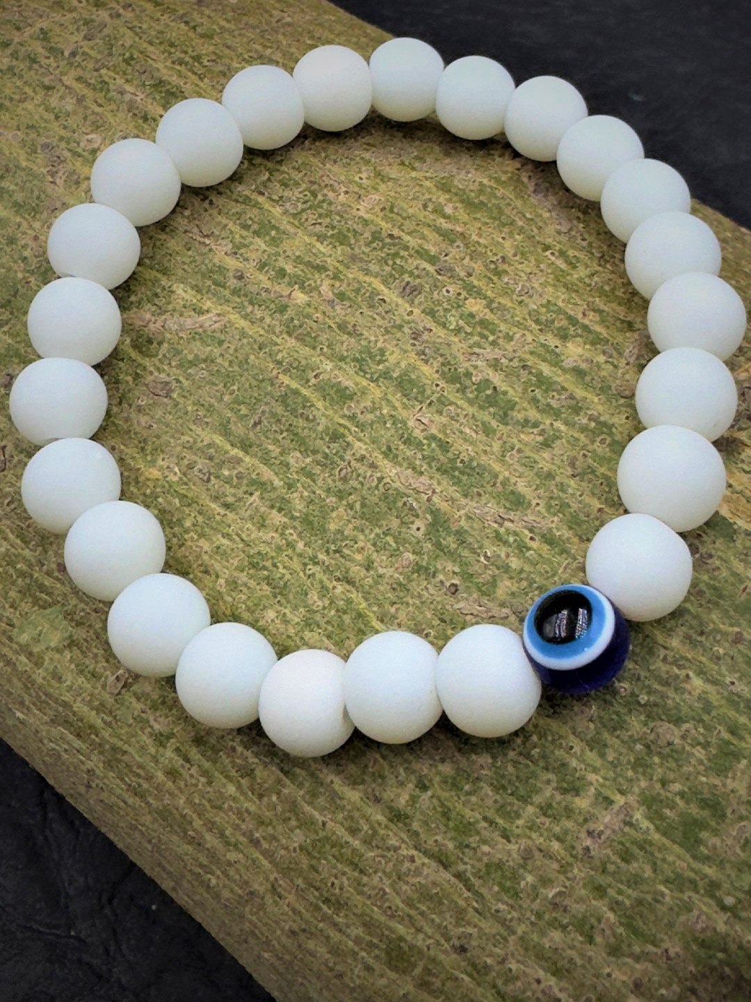 

AKLINA Artificial Beads Beaded Ceramic Elasticated Bracelet, White