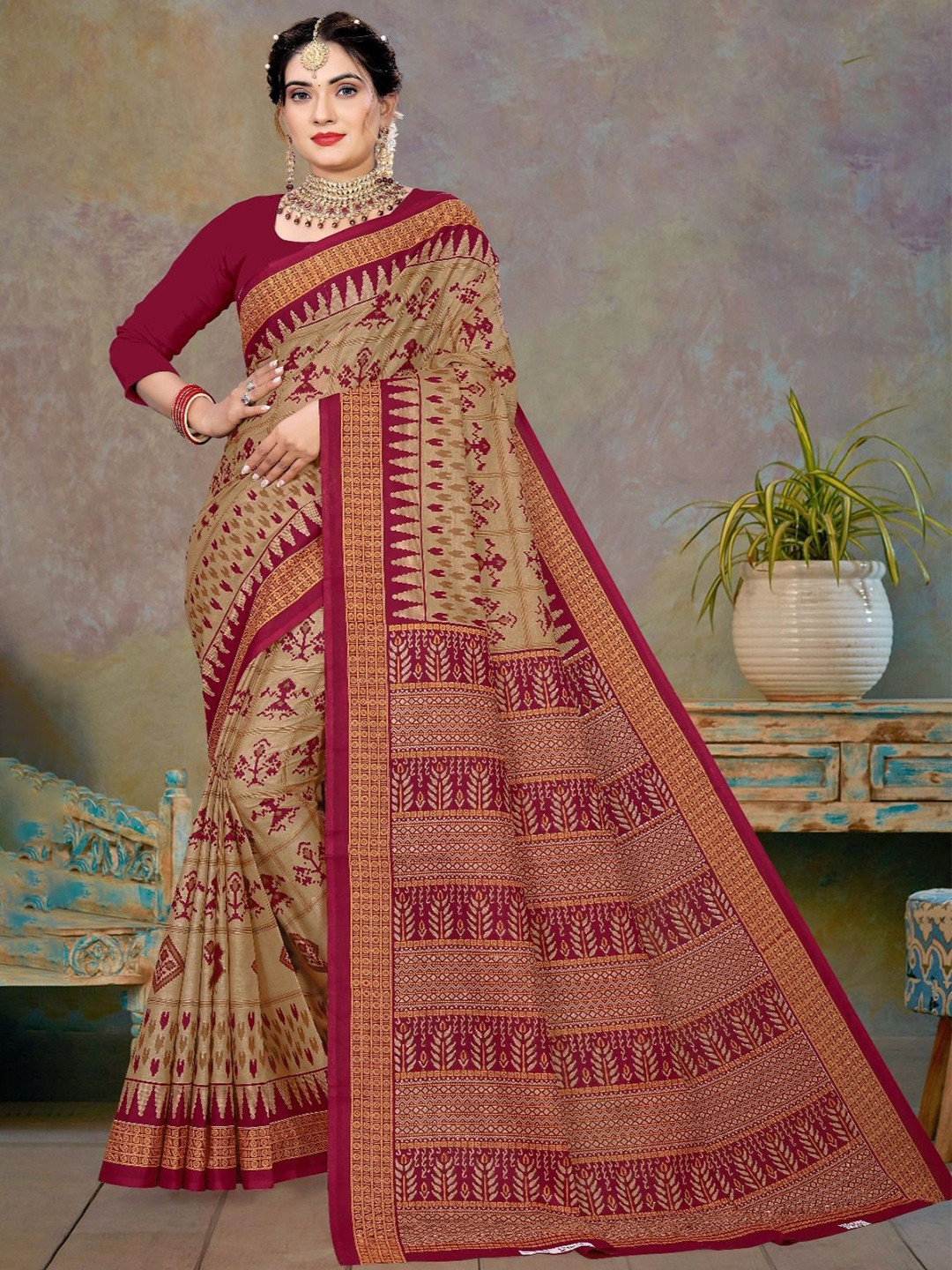 

pasapalli Pure Cotton Sambalpuri Saree, Brown