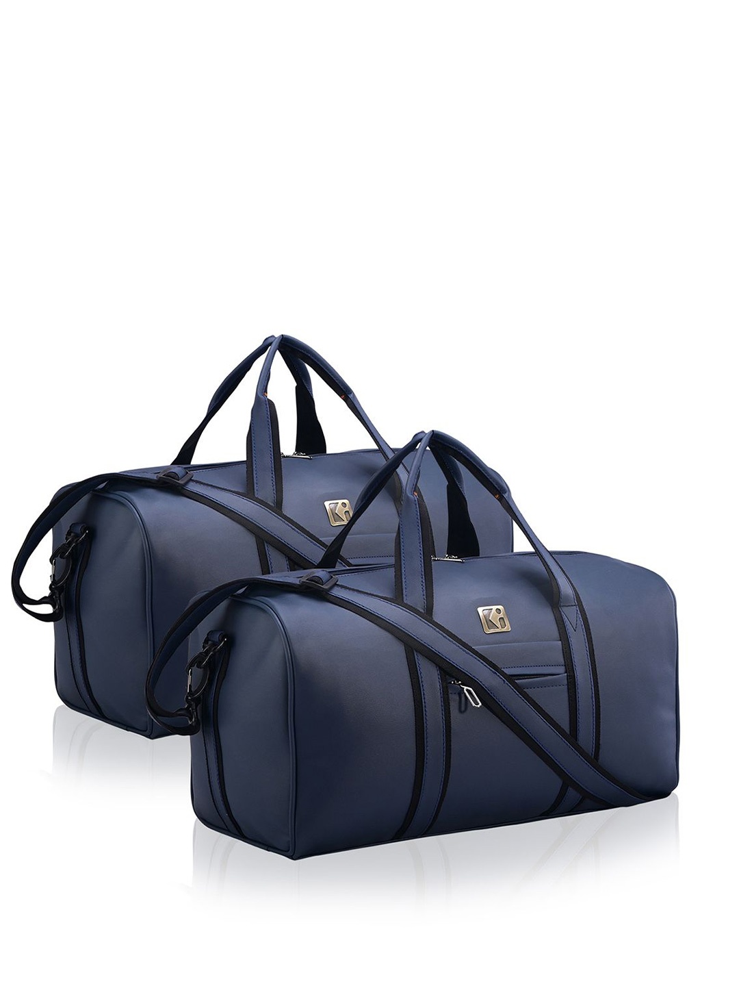 

Kuber Industries Unisex Set Of 2 Medium Reversible Leather Travel Duffel Bags, Navy blue