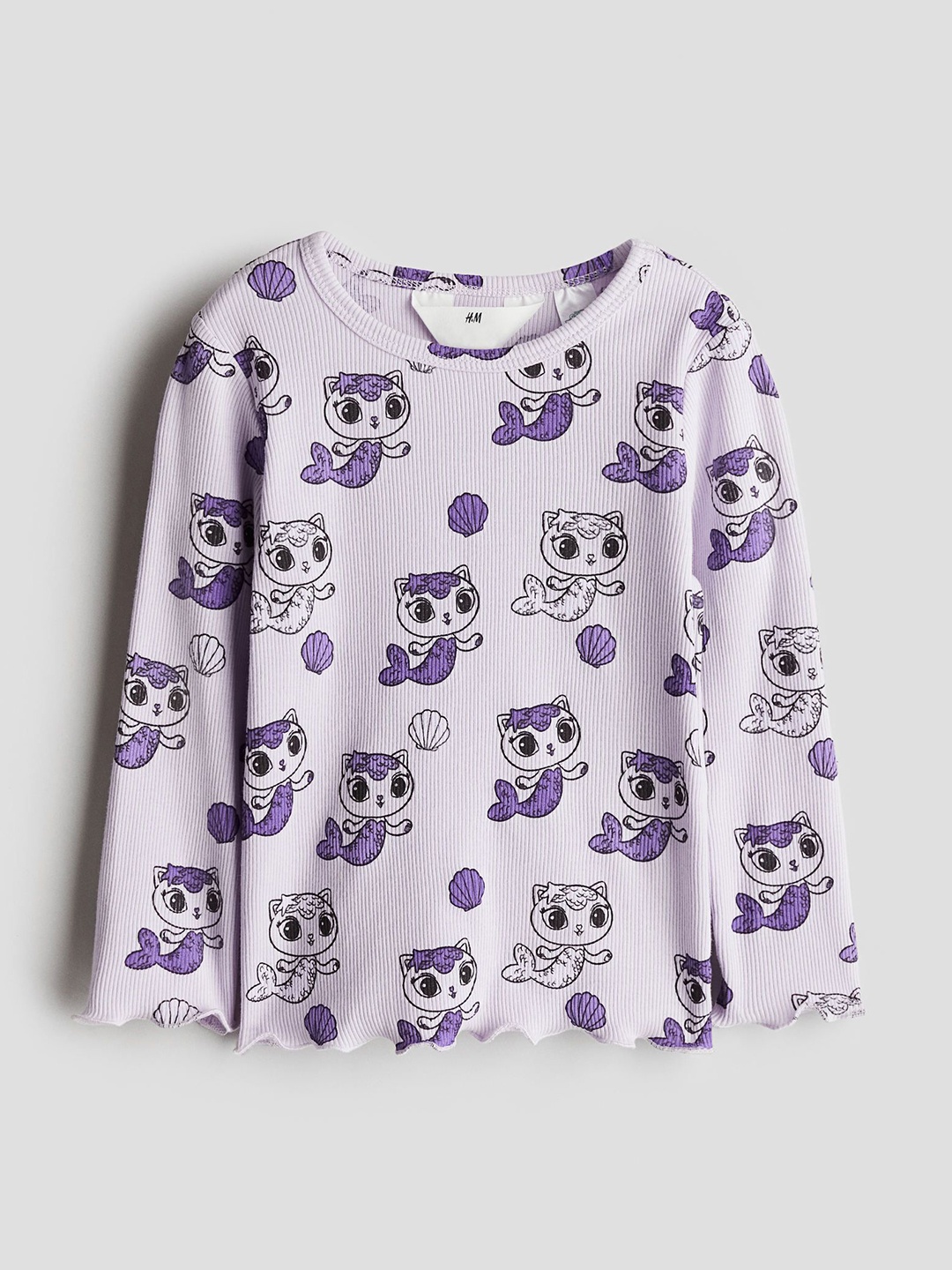 

H&M Long-Sleeved Printed Top, Purple