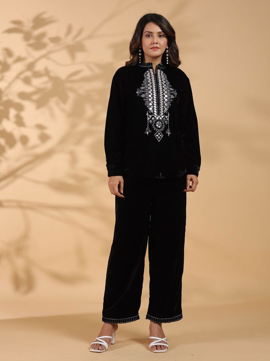 

STIL O STITCH Floral Embroidered Fit & Flare Dress, Black