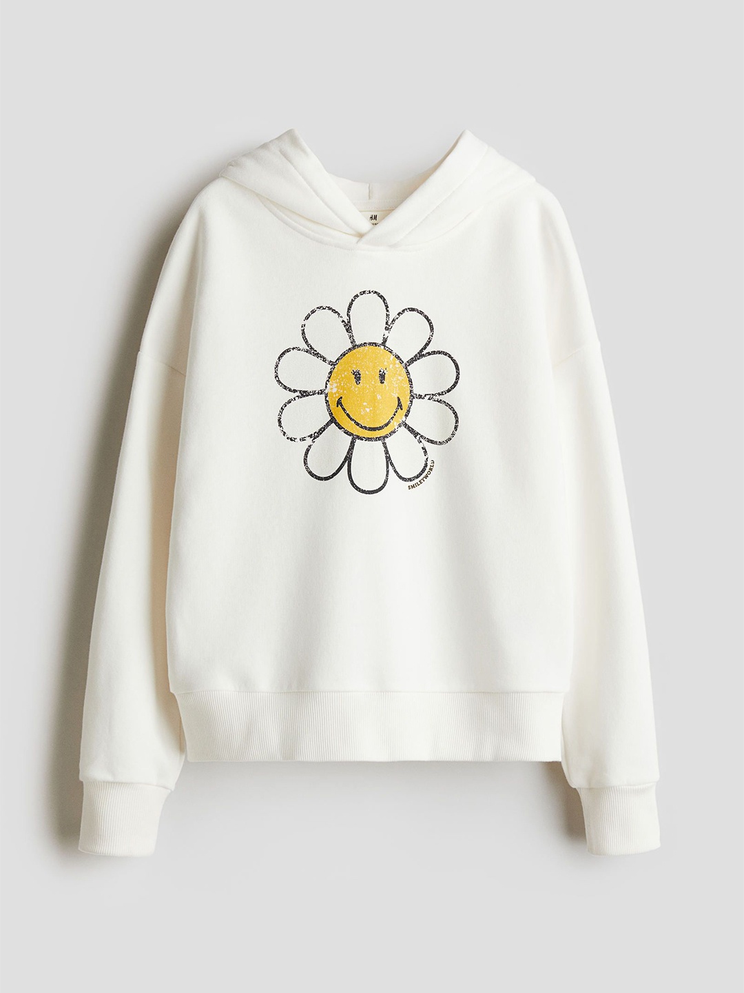 

H&M Girls Oversized Printed Hoodie, White
