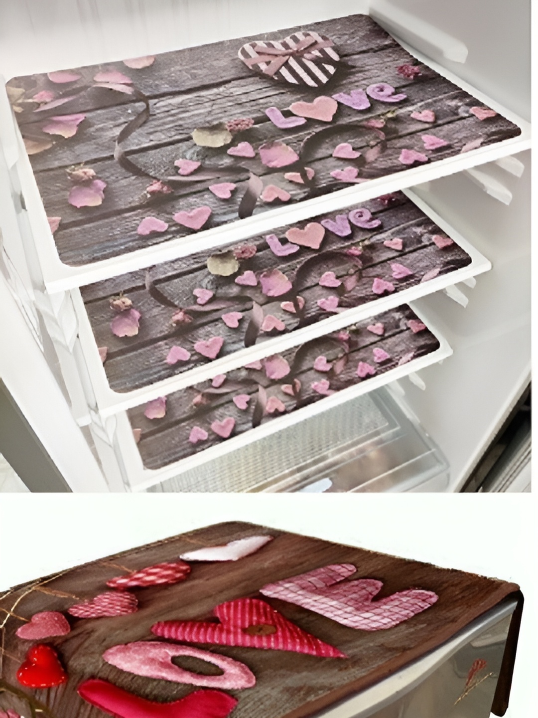 

Dakshya Industries Brown & Pink 4 Pieces Printed Refrigerator Appliance Covers