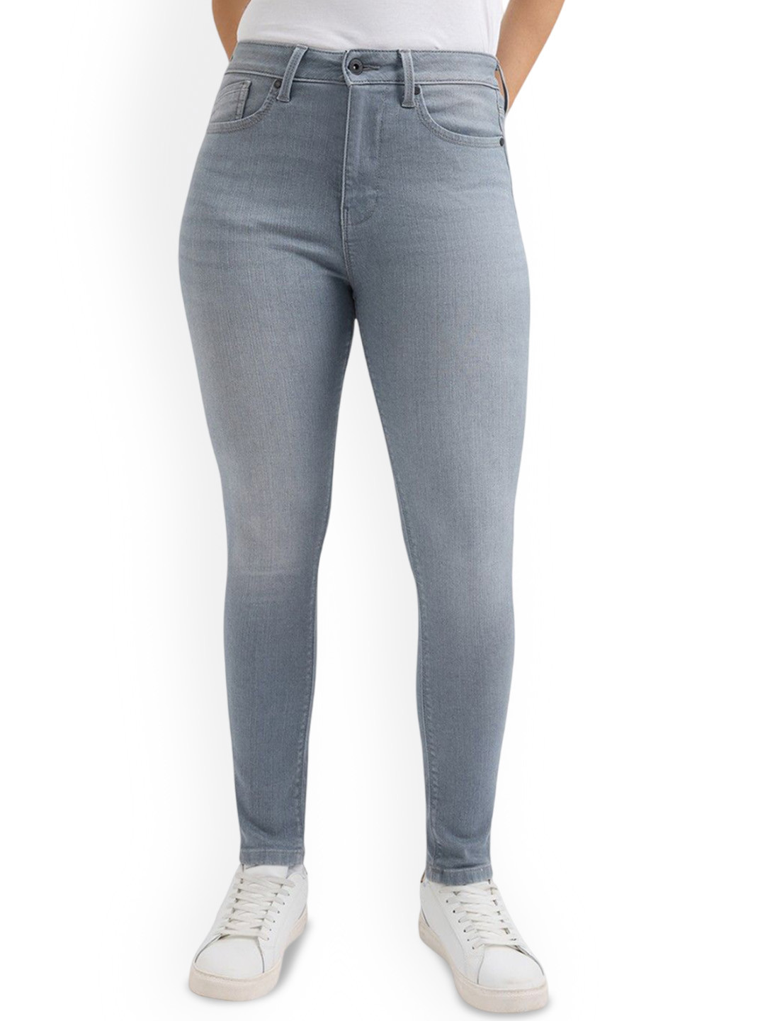 

Pepe Jeans Women Skinny Fit High-Rise Light Fade Stretchable Jeans, Grey