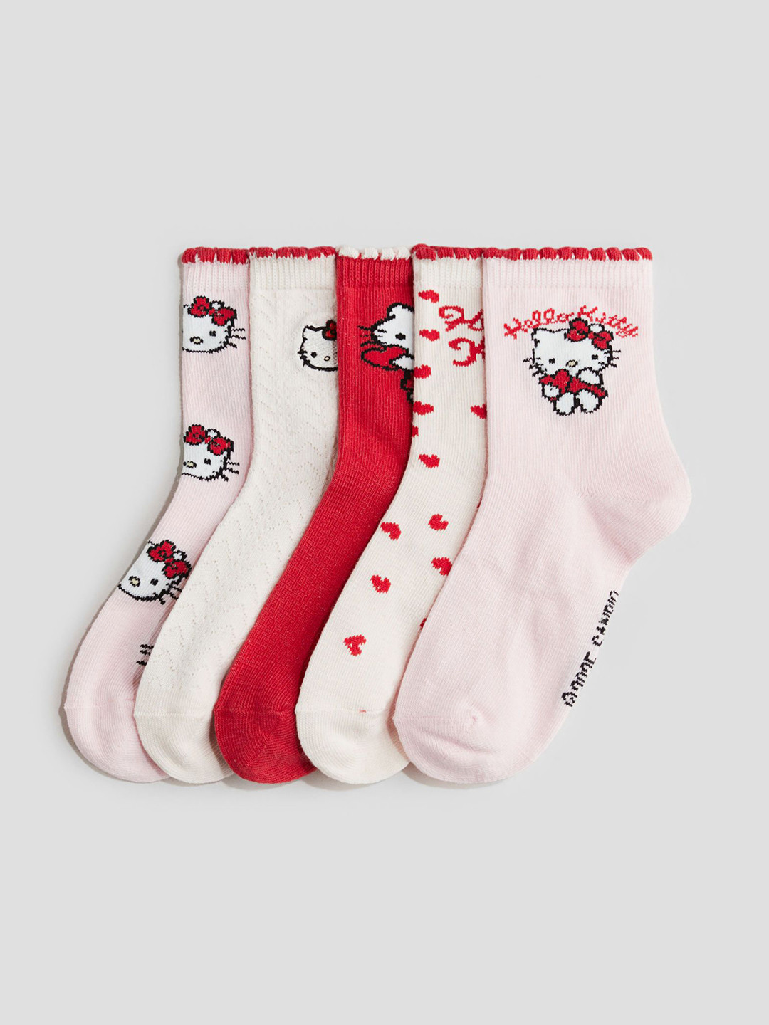 

H&M 5-Pack Motif-Detail Socks, Red