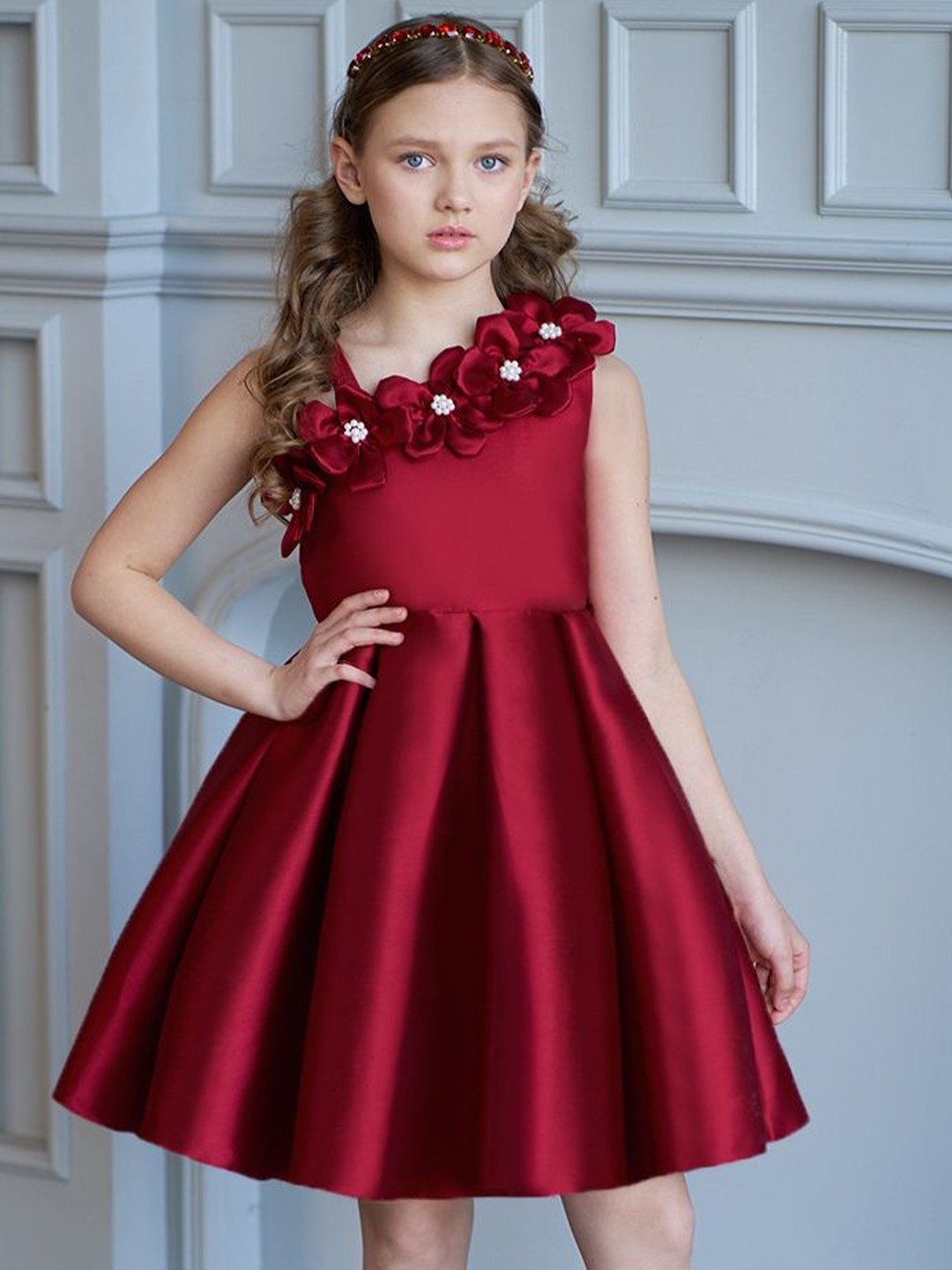 

LULU & SKY Girls Fit & Flare Dress, Red