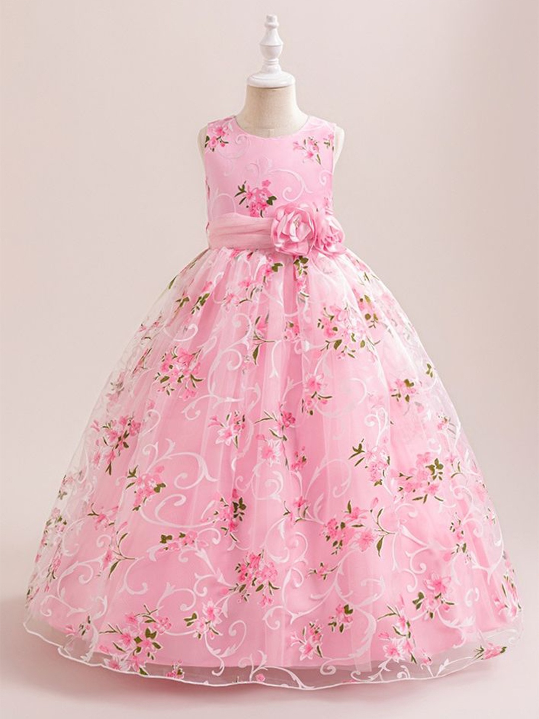 

LULU & SKY Girls Floral Print Maxi Dress, Pink