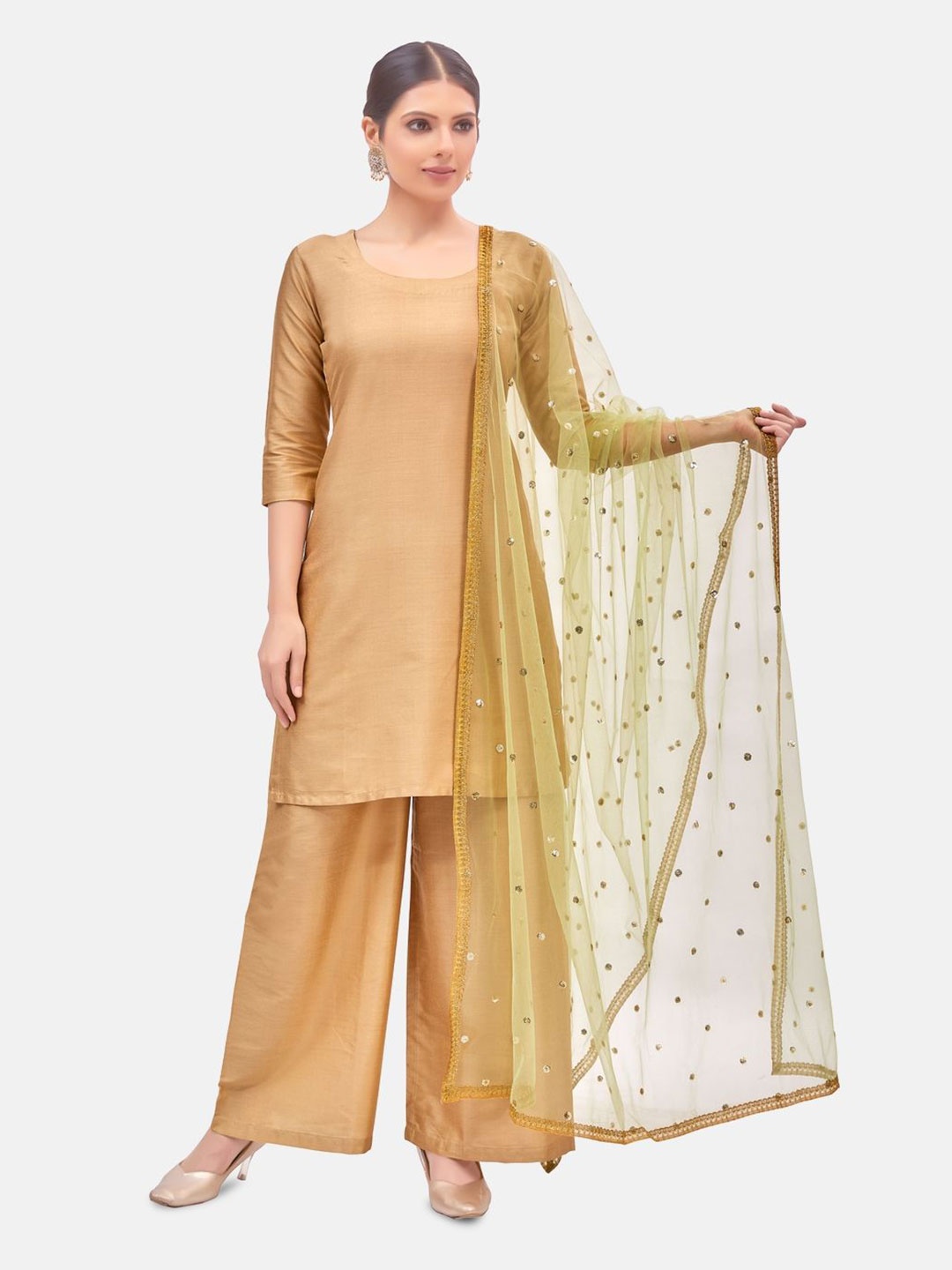 

Studio Shringaar Floral Embroidered Sequinned Dupatta, Green