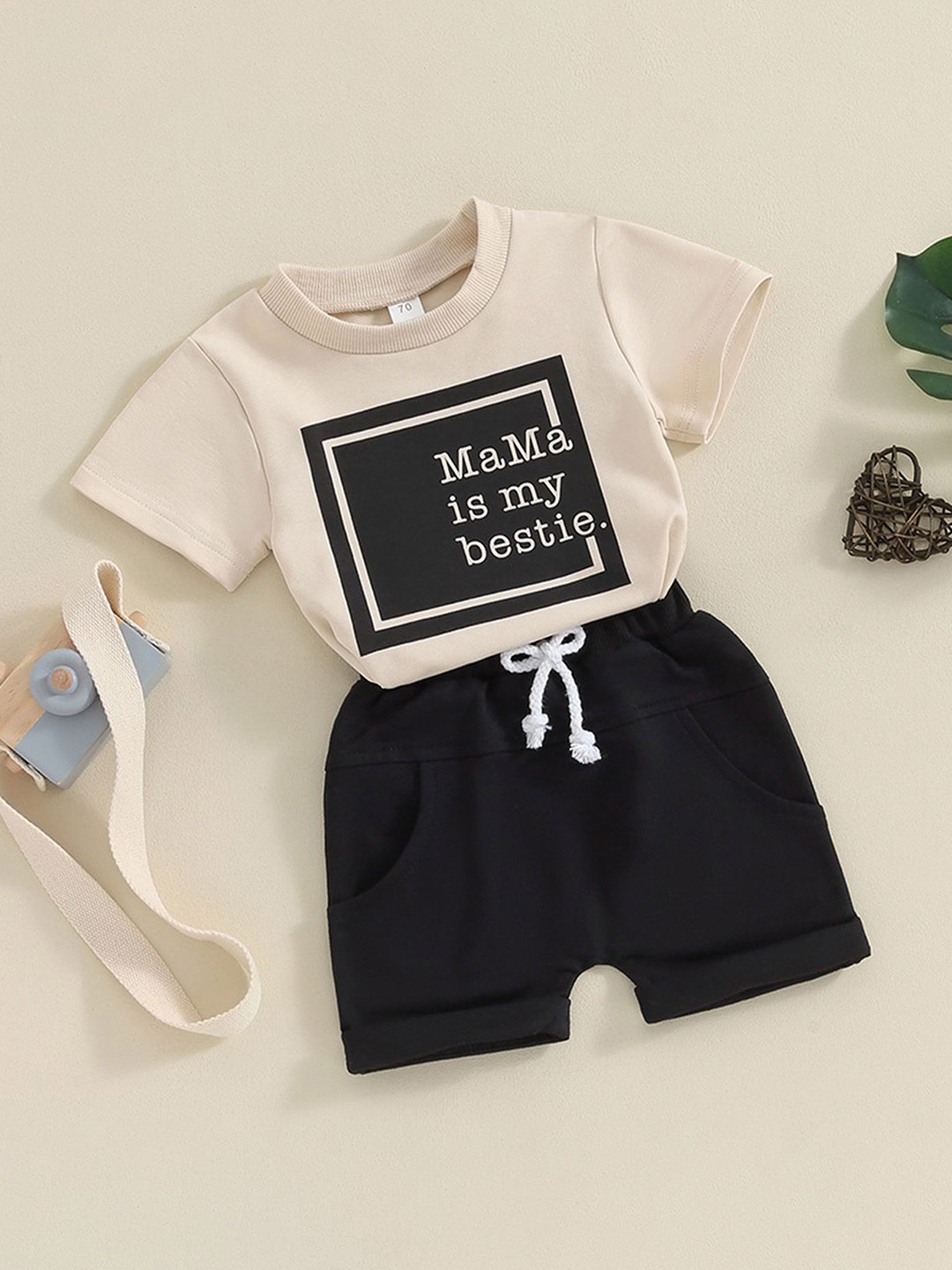 

LULU & SKY Boys Printed Pure Cotton T-Shirt With Shorts, Black