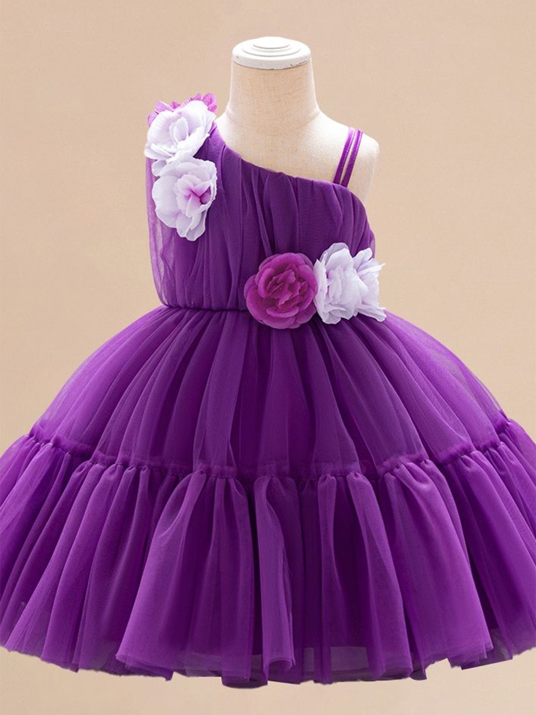 

LULU & SKY Girls Asymmetric Neck Gown Knee Length Dress, Purple