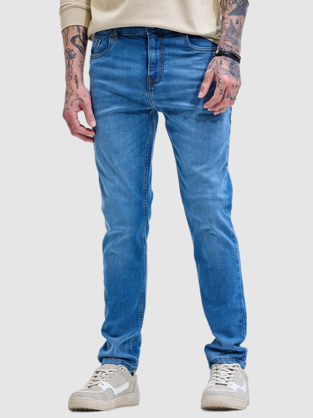 

Snitch Men Smart Slim Fit Heavy Fade Stretchable Jeans, Blue