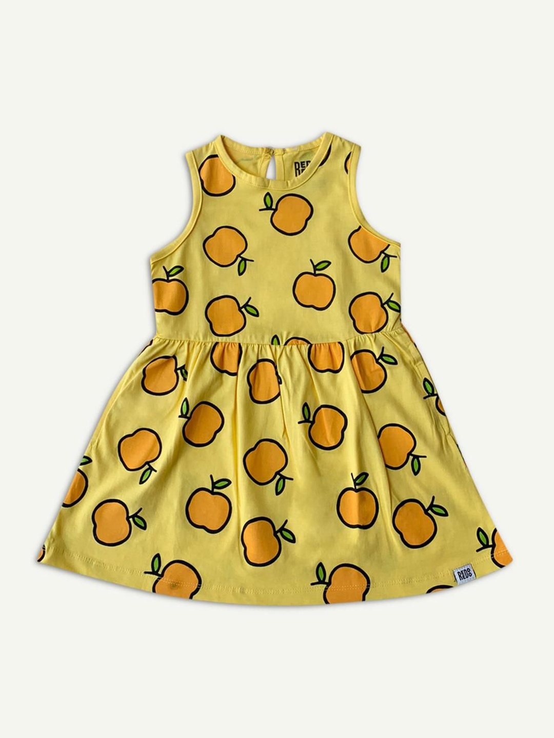 

Reedoo Girls Printed Cotton Fit & Flare Dress, Yellow