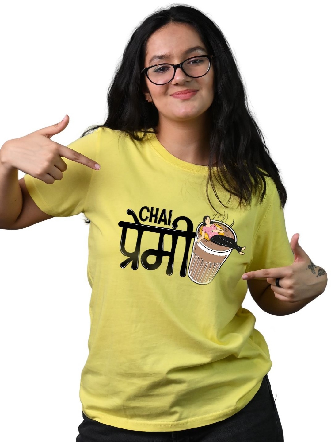 

Tedhi Medhi Family Women Graphic Printed Round Neck Cotton T-shirt, Yellow