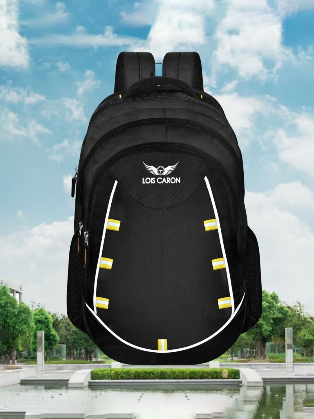 

LOIS CARON Unisex Laptop Backpack with High Storage, Black