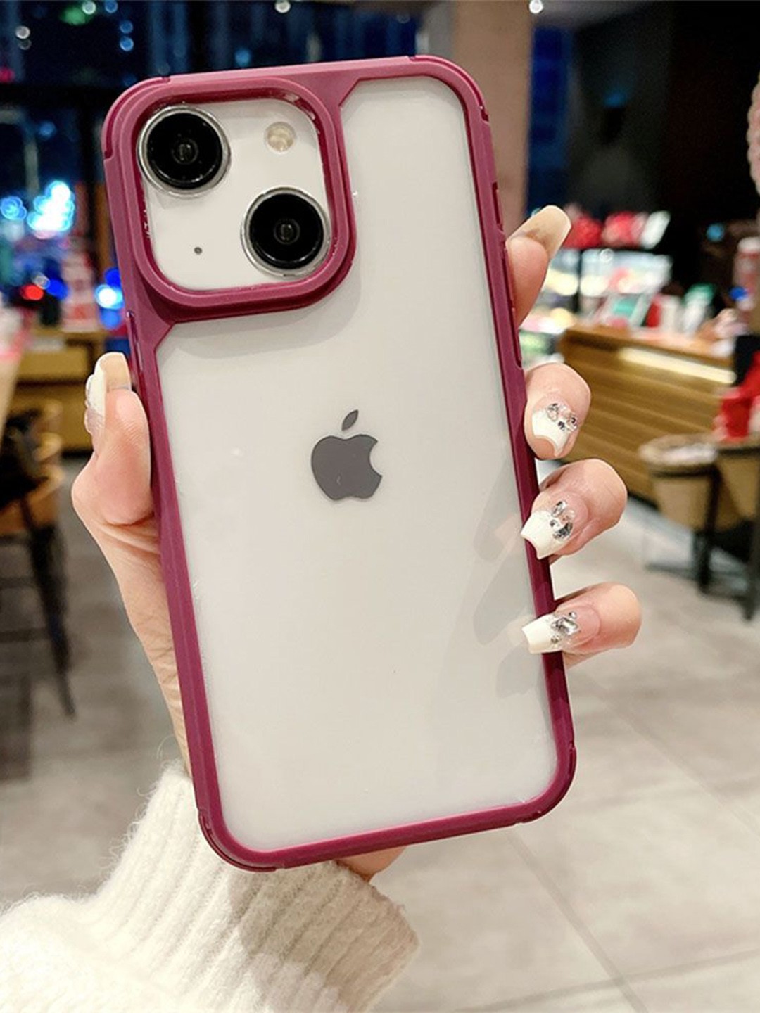 

Luxury Kase Solid LK112 Acrylic Clear Hard Bumper iPhone 14 Back Case, Red