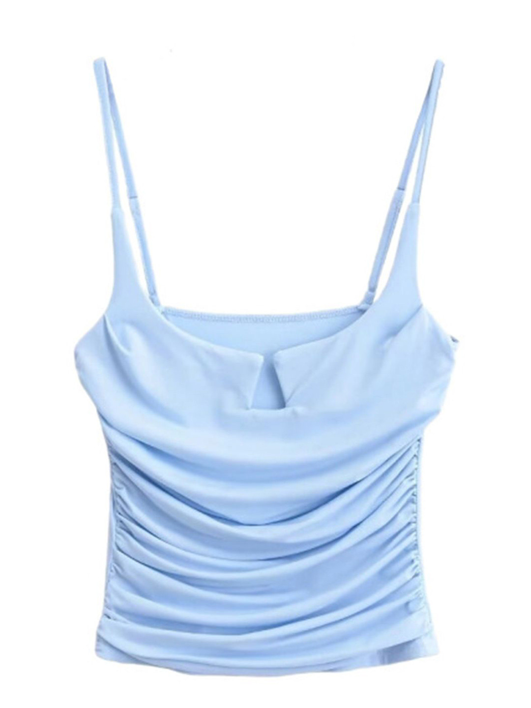 

LULU & SKY Solid Shoulder Straps Top, Blue