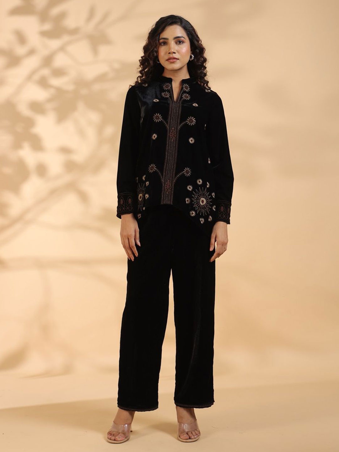 

STIL O STITCH Floral Embroidered Fit & Flare Dress, Black